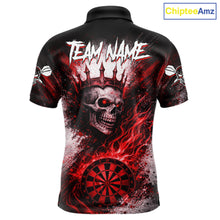 Load image into Gallery viewer, Red Crown Skull Fire Flame Dartboard Men Darts Polo Shirt Custom Grunge Dart Team Jerseys NYN2514