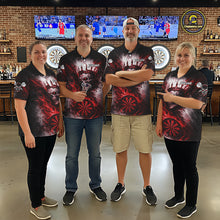 Load image into Gallery viewer, Red Crown Skull Fire Flame Dartboard Men Darts Polo Shirt Custom Grunge Dart Team Jerseys NYN2514