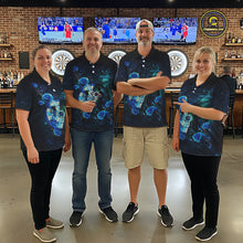 Load image into Gallery viewer, Blue Galaxy Roses Groom &amp; Bride Dartboard Men Darts Polo Shirt Custom Valentine Dart Couple Gifts NYN2516