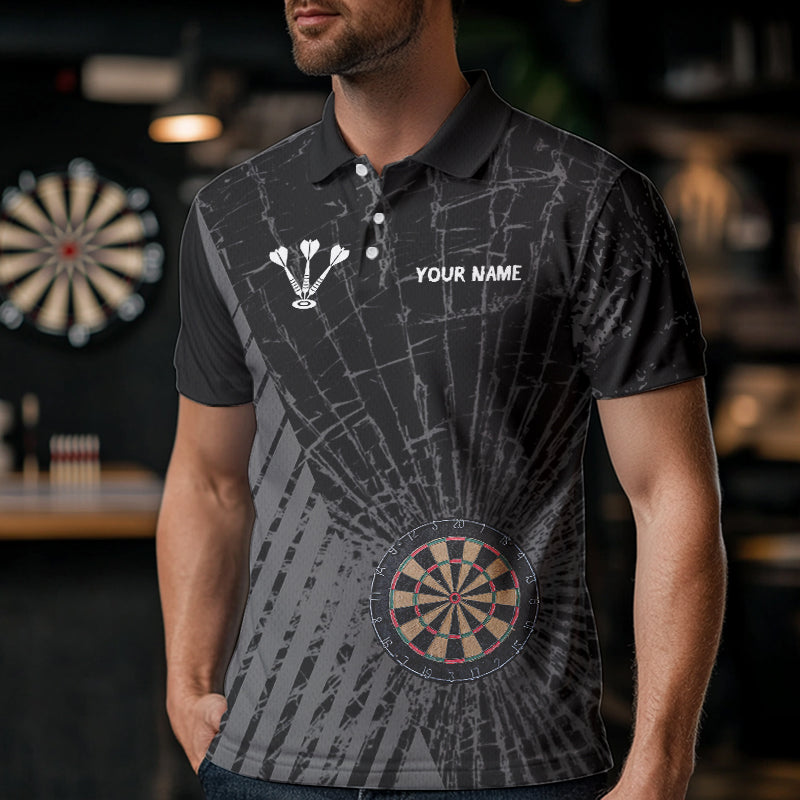 Personalized Wolf Black Darts Boards Polo & 1/4 Zip Shirt For Men, Dart Team Shirts NYN0001