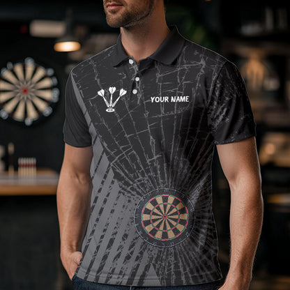 Personalized Wolf Black Darts Boards Polo & 1/4 Zip Shirt For Men, Dart Team Shirts NYN0001