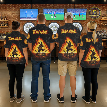 Crazy Rabbit Dartboard Fire Flame Darts Shirt For Men Custom Name & Team Grunge Dart Outfits Jerseys NYN3080