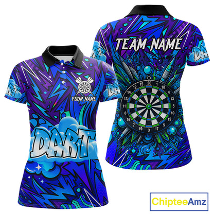 Comic Blast Dartboard Custom Blue Darts Shirt For Women - Name & Team For Players NYN0570