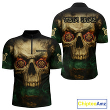 Load image into Gallery viewer, Yellow Skull Flaming Dartboard Darts Shirt For Men - Custom Name For Players NYN0573