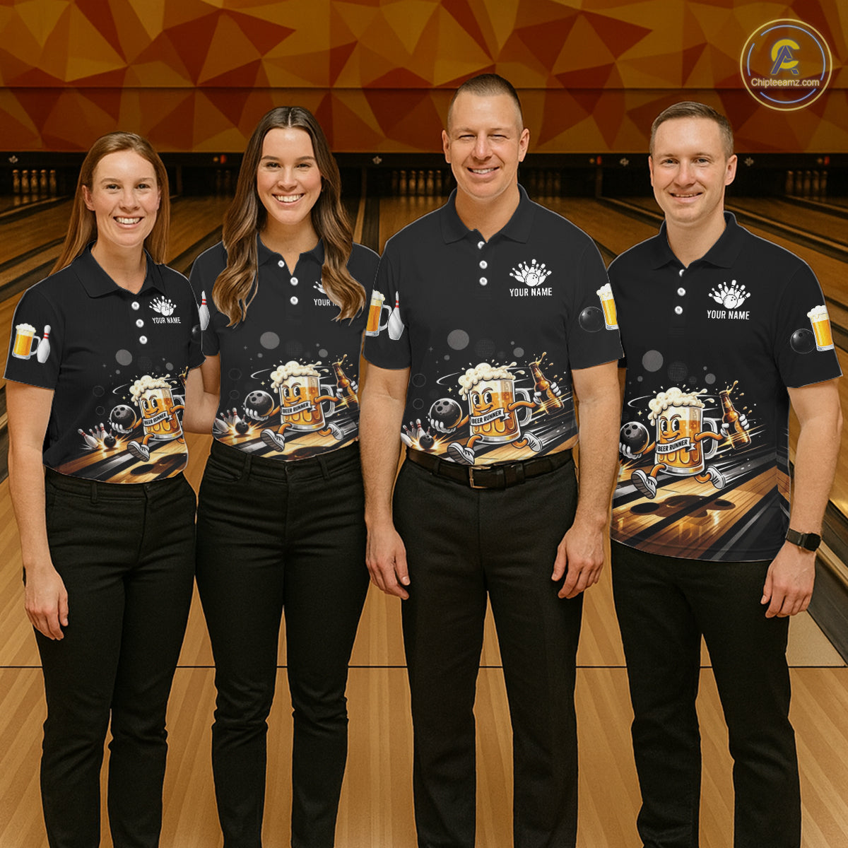 Personalized Beer Runner Funny Bowling Team Shirts For Men Bowling Polo & 1/4-Zip Jersey NYN2724