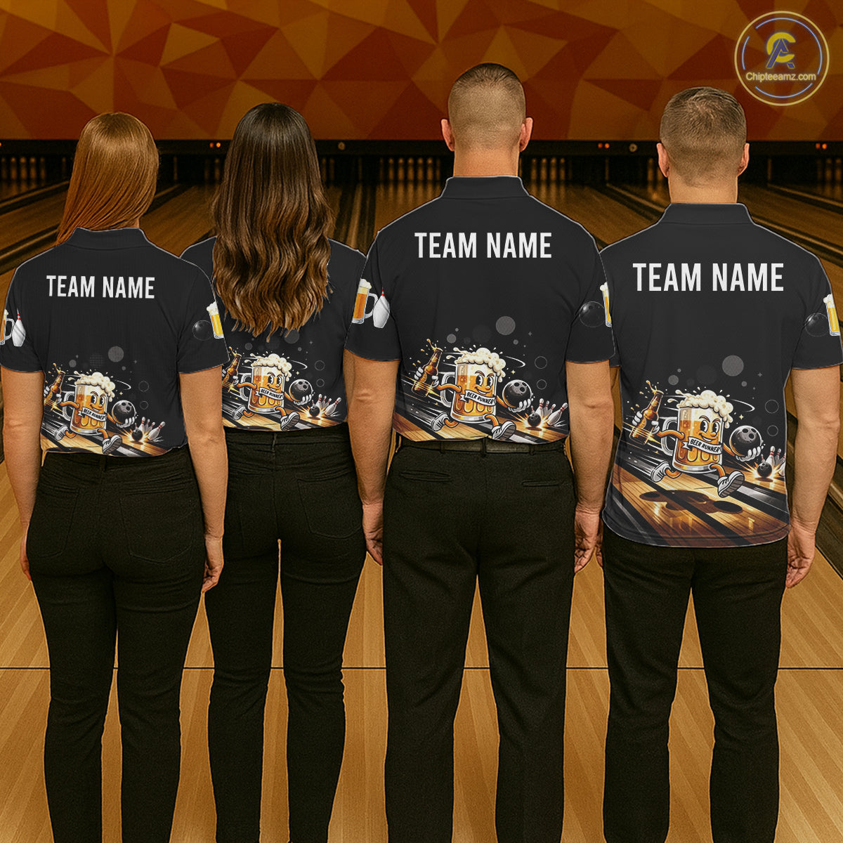 Personalized Beer Runner Funny Bowling Team Shirts For Men Bowling Polo & 1/4-Zip Jersey NYN2724