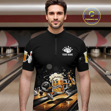 Load image into Gallery viewer, Personalized Beer Runner Funny Bowling Team Shirts For Men Bowling Polo &amp; 1/4-Zip Jersey NYN2724