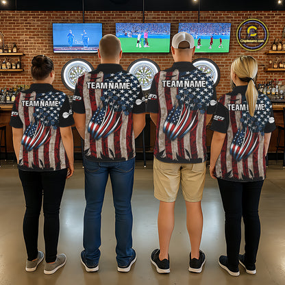 US Flag Dart Arrow & Dartboard Darts Quarter-zip Shirt For Men Custom Patriotic Dart Team Jerseys NYN2523