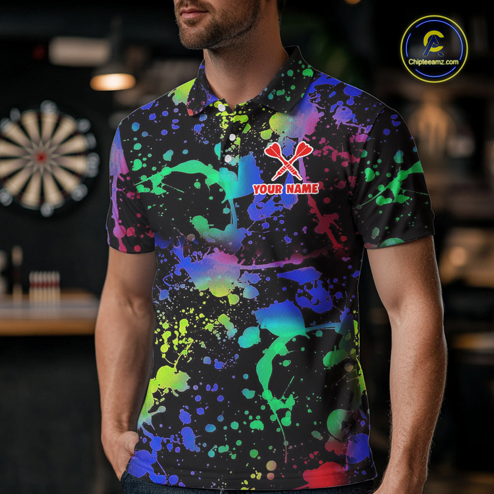 Heart Colorful Splatter Dartboard Men Darts Polo Shirt Custom Valentine Dart Couple Jerseys NYN2526