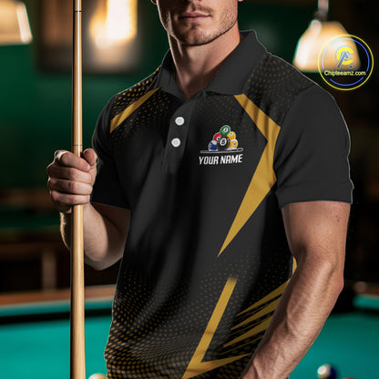Custom 8 Ball & 9 Ball Mens Billiard Shirt Personalized Thunder Yellow Billiard Pool Team Shirt NYN3091