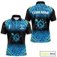 Load image into Gallery viewer, Men’s Custom Darts Shirt With Blue Cracked Pattern And Fist Holding Dart Arrow NYN0311