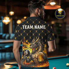 Load image into Gallery viewer, Male billiards player wearing Beer Funny Dragon 8 Ball pool jersey during tournament and league competition