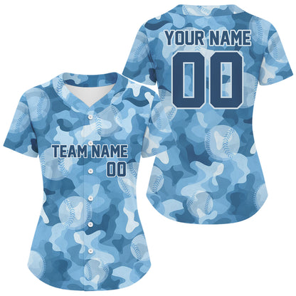 Custom Camouflage Baseball Jersey For Women Personalized Youth Baseball Jerseys | Blue NYN1139