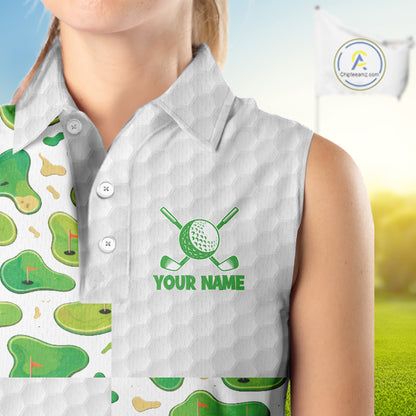 Personalized Womens Golf Sleeveless Polo Shirts Green Golf Courses Custom Name Golf Team Shirt Golf Gifts NYN2880