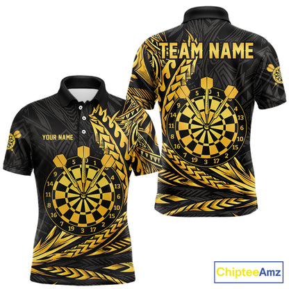 Personalized Black & Gold Tribal Darts Polo & Quarter-Zip Custom Dart Shirts For Men Dart Jerseys  NYN2885