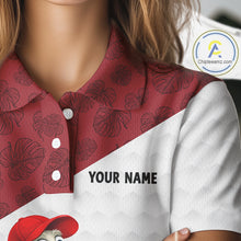 Load image into Gallery viewer, Funny Duck Golfer Womens Golf Polo Shirt Custom Black Grunge Tropical Team Golf Shirts | Red NYN3101