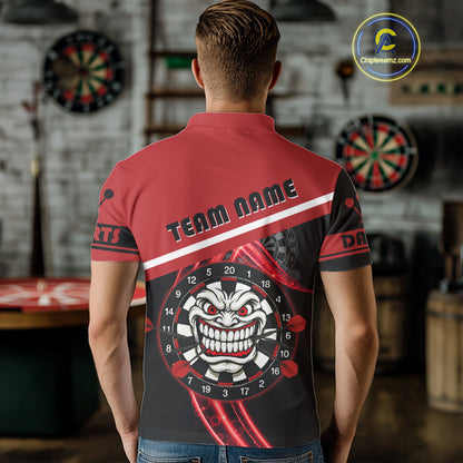 Maroon Lightning Devil Dartboard Darts Shirt For Men - Custom Name & Team Jersey NYN0583