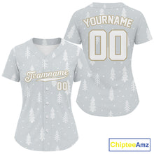 Load image into Gallery viewer, Custom Grey Snowflake Baseball Christmas Shirt For Women Outfits Xmas Baseball Jerseys NYN1471