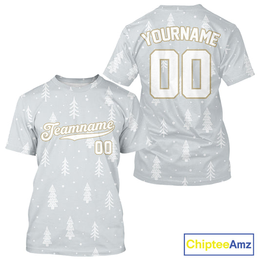 Custom Grey Snowflake Baseball Christmas T-Shirt For Men Outfits Xmas Baseball Shirts NYN1471