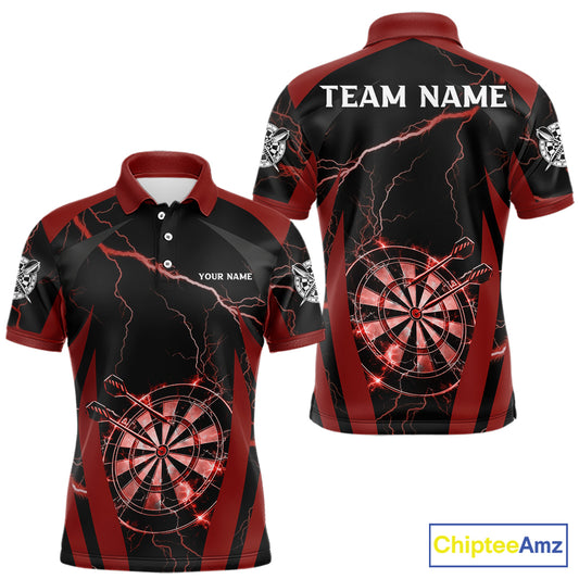 Custom Thunder Lightning Darts Polo & 1/4 Zip Shirt For Men Red Darts Thunder Team Jerseys NYN2889