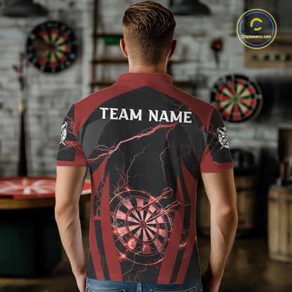 Custom Thunder Lightning Darts Polo & 1/4 Zip Shirt For Men Red Darts Thunder Team Jerseys NYN2889