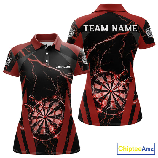 Custom Thunder Lightning Darts Polo & 1/4 Zip Shirt For Women Red Darts Thunder Team Jerseys NYN2889