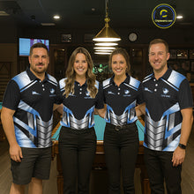Load image into Gallery viewer, Custom Flame 8 Ball Pool Men Billiard Ball Shirts Gradient Blue &amp; Silver Billiard Pool Jerseys NYN2895