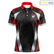 Load image into Gallery viewer, Personalized 8 Ball Pool Men Billiard Shirts Gradient Red &amp; Silver Tribal Billiard Pool Apparel NYN2896