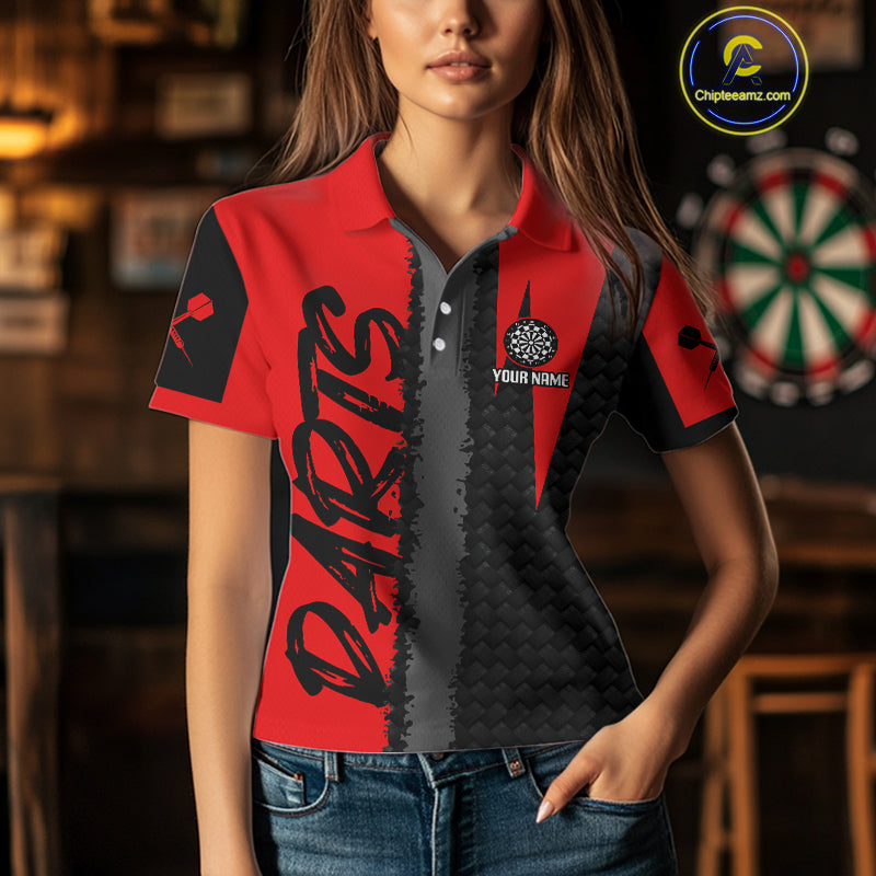 Women's Custom Dart Shirt - Maroon & Black Pattern With Bold Darts | Personalized Name NYN0326
