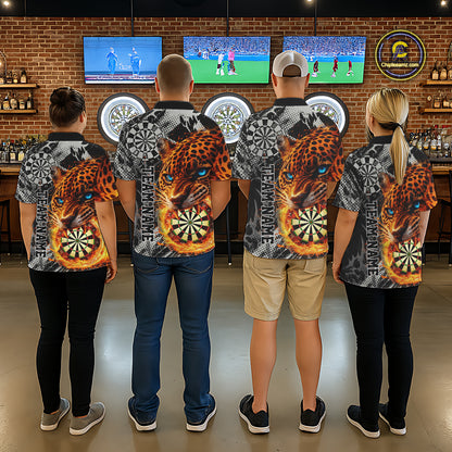 Orange Leopard Flame Dartboard Custom Women Darts Polo League Shirts Grunge Dart Jerseys NYN2241