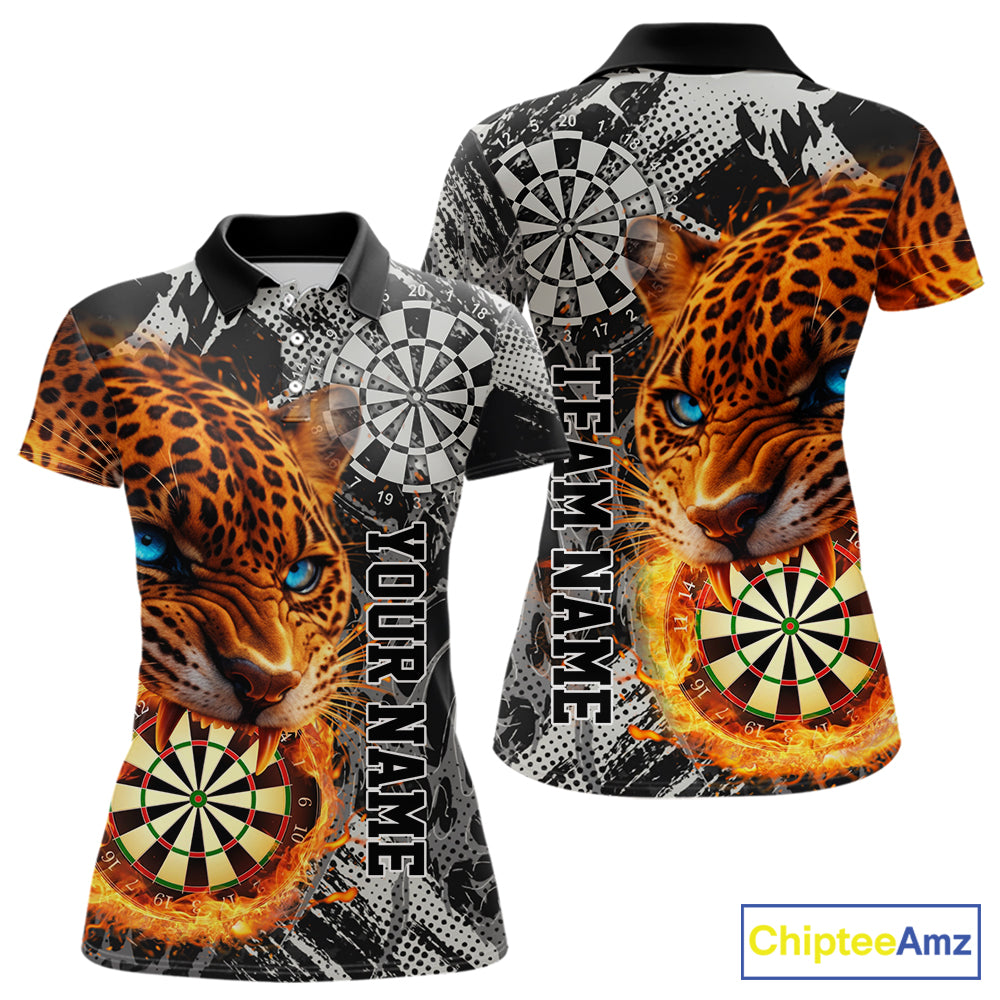 Orange Leopard Flame Dartboard Custom Women Darts Polo League Shirts Grunge Dart Jerseys NYN2241