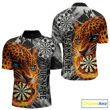 Load image into Gallery viewer, Orange Leopard Flame Dartboard Custom Men Darts Quarter-Zip League Shirts Grunge Dart Jerseys NYN2241