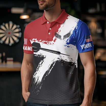 Personalized US Flag Eagle Custom Patriotic Dart Shirts For Men, Custom Dart Jerseys NYN0010