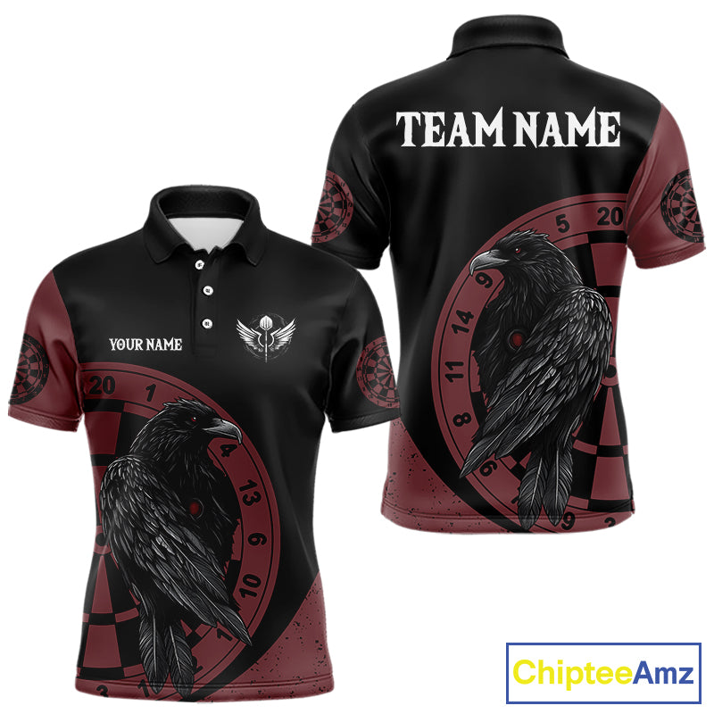 Personalized Black Raven Celtic Tribal Polynesian Dart Shirts For Men, Custom Dart Jerseys NYN0011