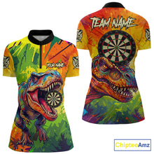 Load image into Gallery viewer, Colorful Dinosaur Funny Darts Shirt For Women Custom Splatter Paint Dart Outfits Jerseys NYN3116