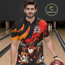 Load image into Gallery viewer, Red And Yellow Rooster Gun Men Bowling Shirt Custom Funny Grunge Cute Bowling Team Outfits NYN3279