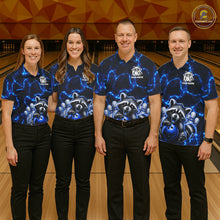 Load image into Gallery viewer, Funny Sleeping Raccoon Mens Bowling Shirt Custom Thunder Lightning Cute Bowling Team Outfits NYN3284