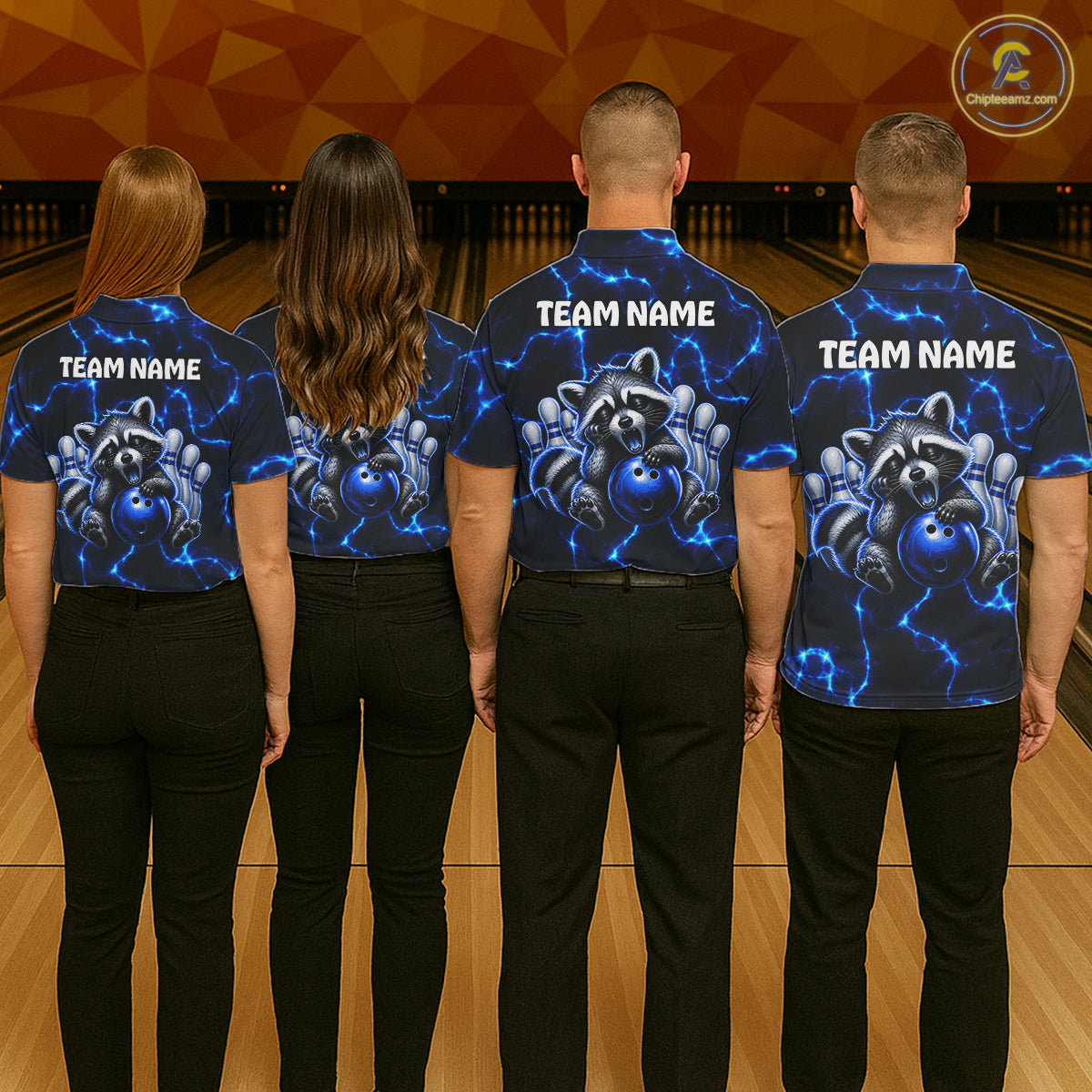 Funny Sleeping Raccoon Women Bowling Shirt Custom Thunder Lightning Cute Bowling Team Outfits NYN3284