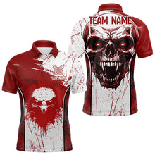 Load image into Gallery viewer, Personalized Eagle And Skull Grunge Red Dart Polo Shirts For Men, Dart Team Jerseys NYN0791