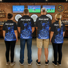 Load image into Gallery viewer, Blue Funny Bull Fire Flame Dartboard Custom Women Darts Polo League Shirts Dart Jerseys NYN2245