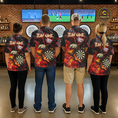 Red Smokes Flaming Eagle Dartboard Custom Women Darts Polo League Shirts Fire Dart Jerseys NYN2252