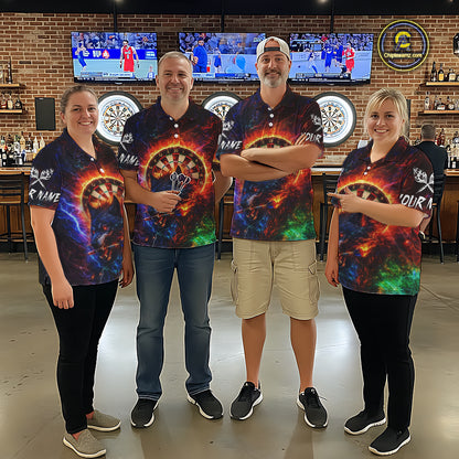 Colorful Lightning Funny Wolf Flame Dartboard Men Darts Polo Shirt Custom Outfits Dart Jerseys NYN2540