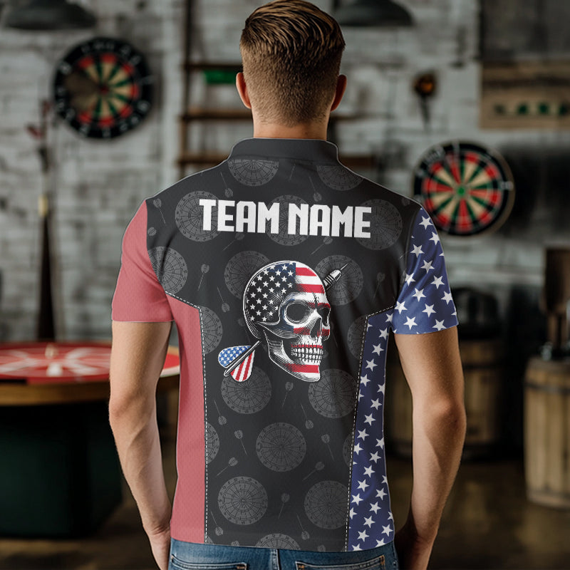 Personalized US Flag Skull Custom Patriotic Dart Shirts For Men, Dart Team Jerseys NYN0013
