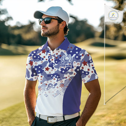 Mens Golf Polo Shirt Camouflage US Flag Custom Patriotic Golf Team Shirts For Men, Golf Gifts NYN2916
