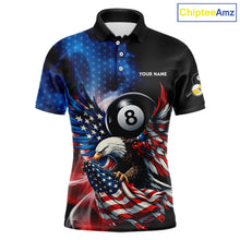 Load image into Gallery viewer, US Flag Eagle Pool 8 Ball &amp; 9 Ball Men's Billiard Shirt Custom Freedom Patriotic Billiard Attire NYN2548