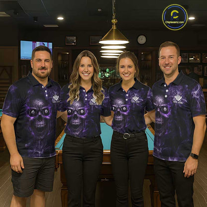 Purple Grim Reaper Billiard Shirts For Women Custom Smoke Skull Flame League Billiard Jerseys NYN2919