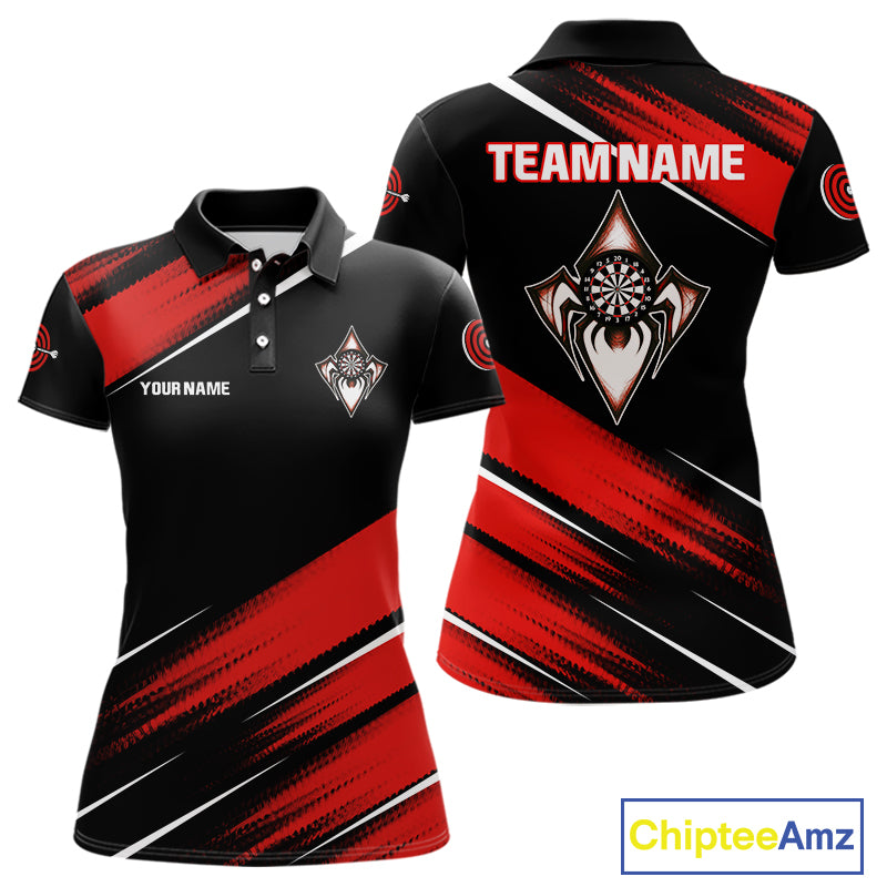 Black And Red Darts Spider Shirt - Custom Team & Player Name - Women’s Darts Shirt NYN0350