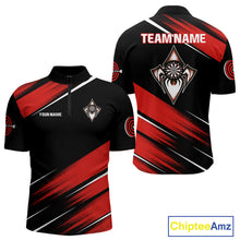 Load image into Gallery viewer, Black And Red Darts Spider Shirt - Custom Team &amp; Player Name - Men’s Darts Shirt NYN0350