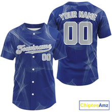 Load image into Gallery viewer, Custom Blue And Grey Smoke Baseball Shirt For Men Outfits Baseball Team Jerseys NYN1510