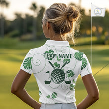 Load image into Gallery viewer, Women Green Monstera Pattern Golf Clothing Custom Cactus Golfer Funny Womens Golf Polo Shirt NYN2931
